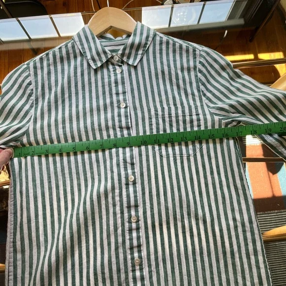 SEZANE TOMBOY SHIRT GREEN STRIPE SZ 34 - Picture 4 of 10